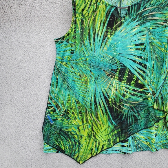 Catherines Monterey Mesh Tank Shirt Plus Size 1XW Petite Tropical Green - Picture 5 of 10
